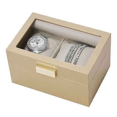Folio Women's Silver Tone Watch & Bracelets Set