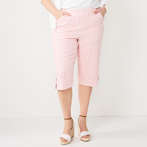 Plus Size Croft & Barrow® LatticeHem PullOn MidRise Skimmer Jeans