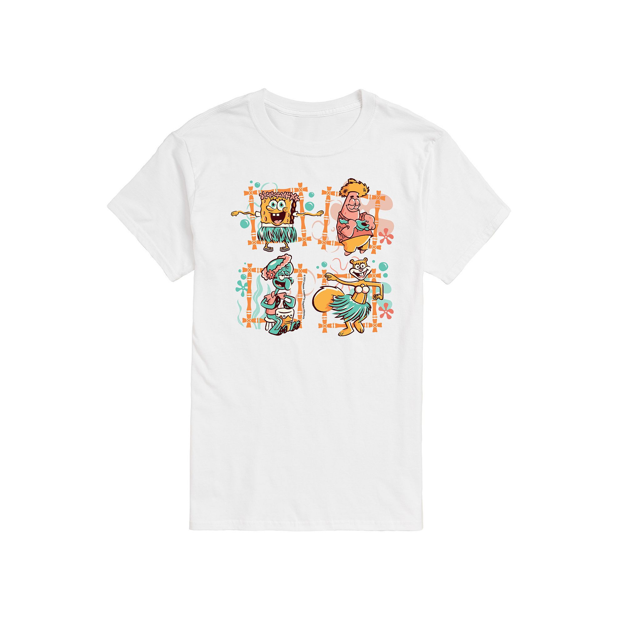 Mens SpongeBob SquarePants Tiki Squares Graphic Tee, Size: Small, White