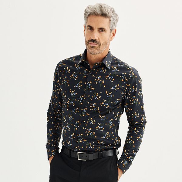 Men's Apt. 9 Premier Flex Slim-Fit Wrinkle Resistant Dress Shirt - Navy  Vintage Floral (XL-34/35)  BrickSeek