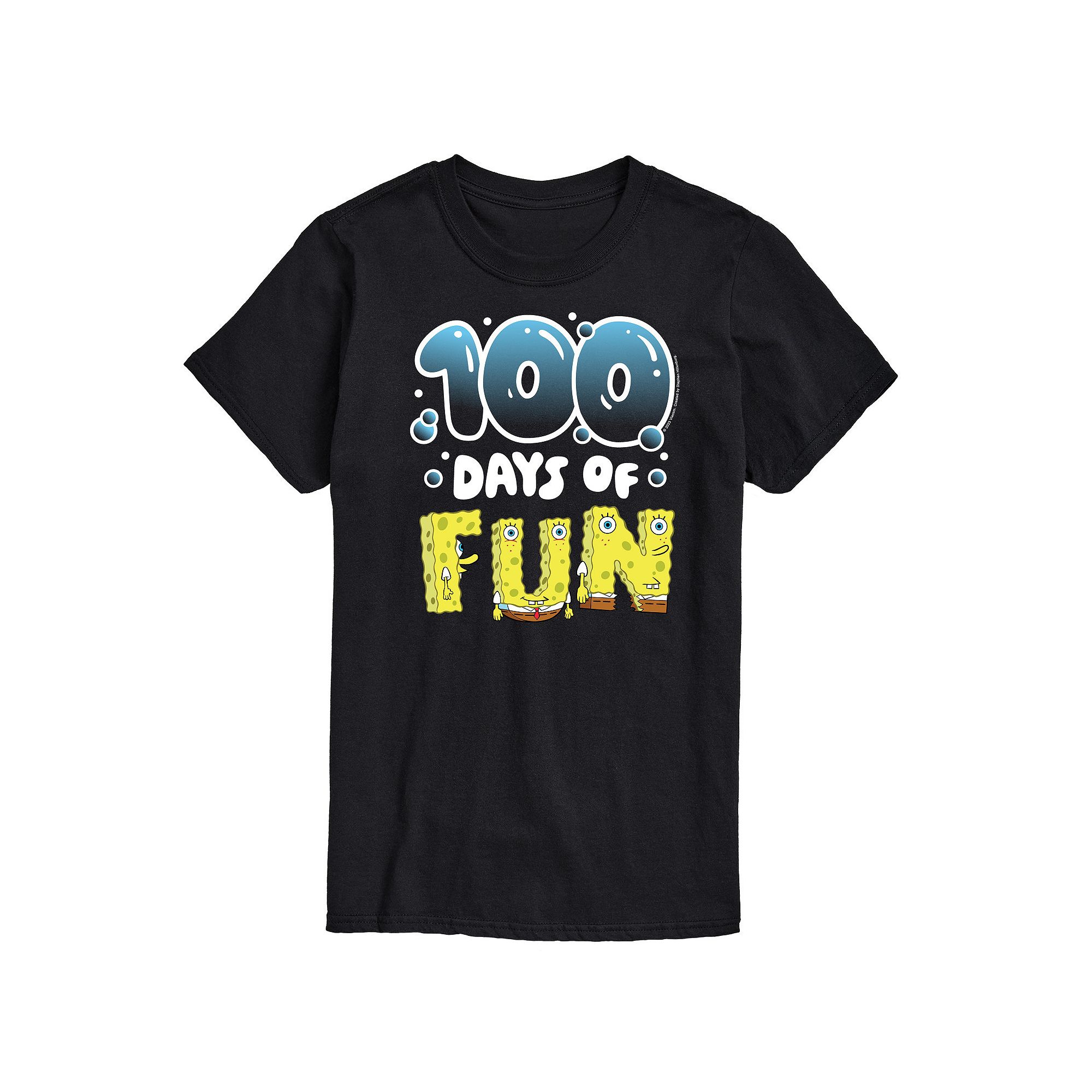 Mens SpongeBob SquarePants 100 Days Of Fun Graphic Tee, Size: XS, Black
