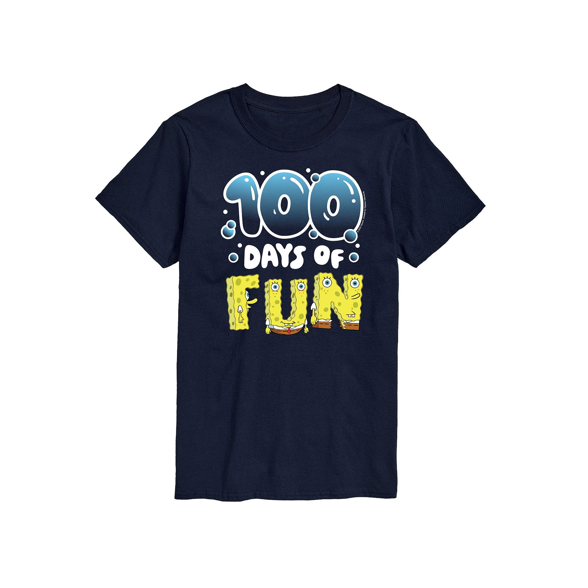 Mens SpongeBob SquarePants 100 Days Of Fun Graphic Tee, Size: XS, Blue