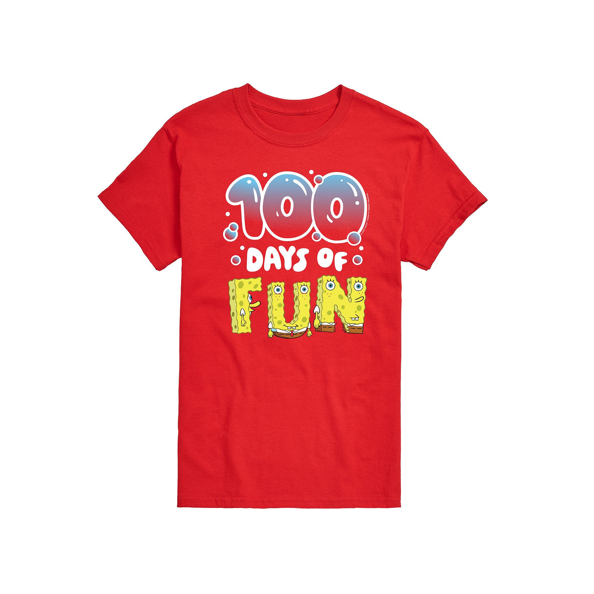 Mens SpongeBob SquarePants 100 Days Of Fun Graphic Tee, Size: Small, Red