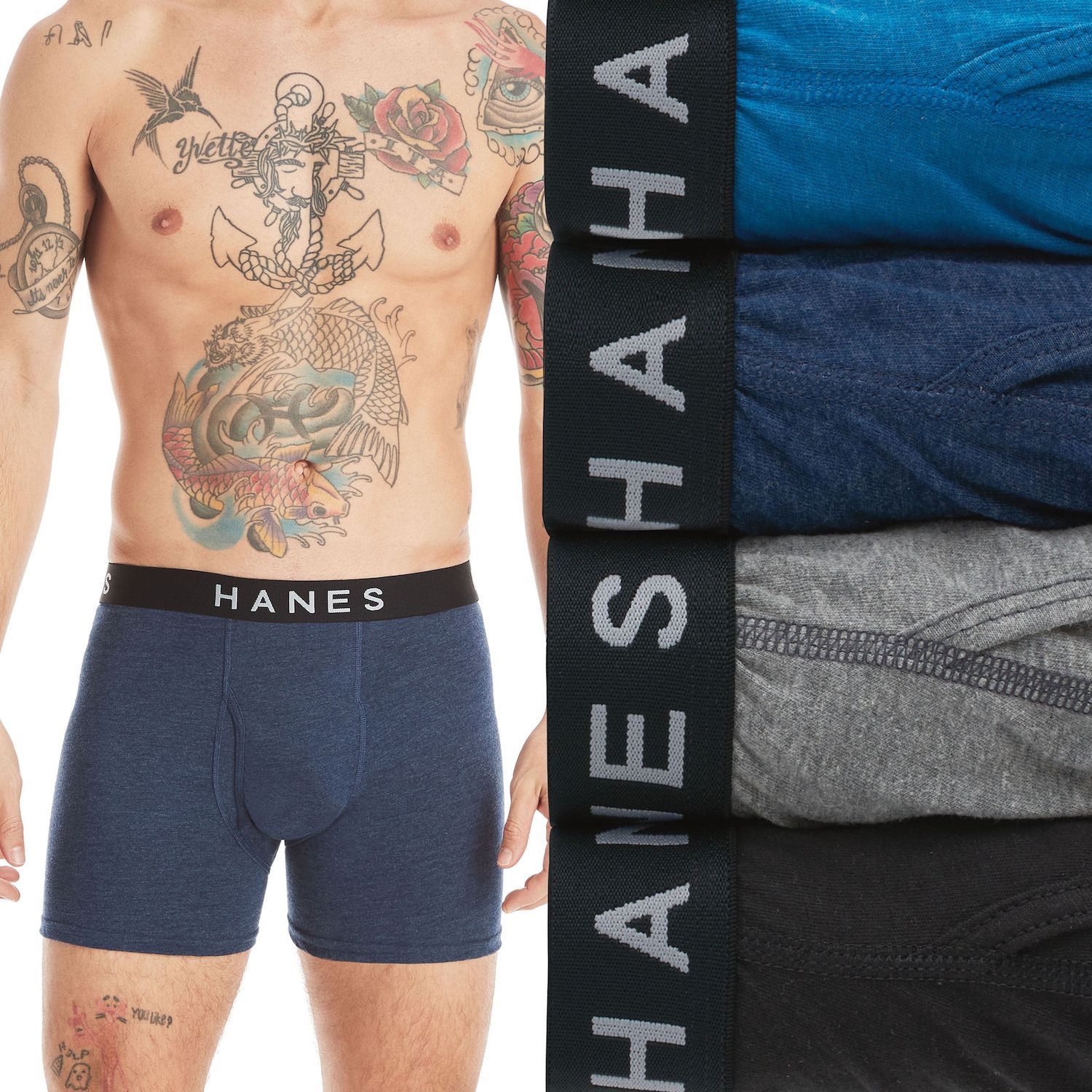 Hanes Uomo Freshiq Odori Controllo Cotone senza Etichetta Tasca
