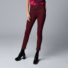 Simply Vera Wang Pink Burgundy Floral Skinny Pants Womens 12
