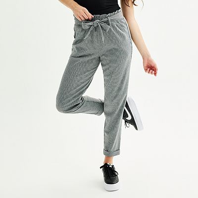 Juniors SO High Rise Paperbag Tapered Leg Pants