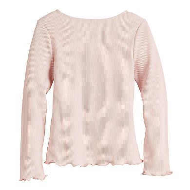 Deux par Deux Girl Flutter Sleeve Top with Print Lilac - 3 Years