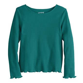 Girls 4-8 Jumping Beans Long Sleeve Thermal Lettuce Edge T-Shirt