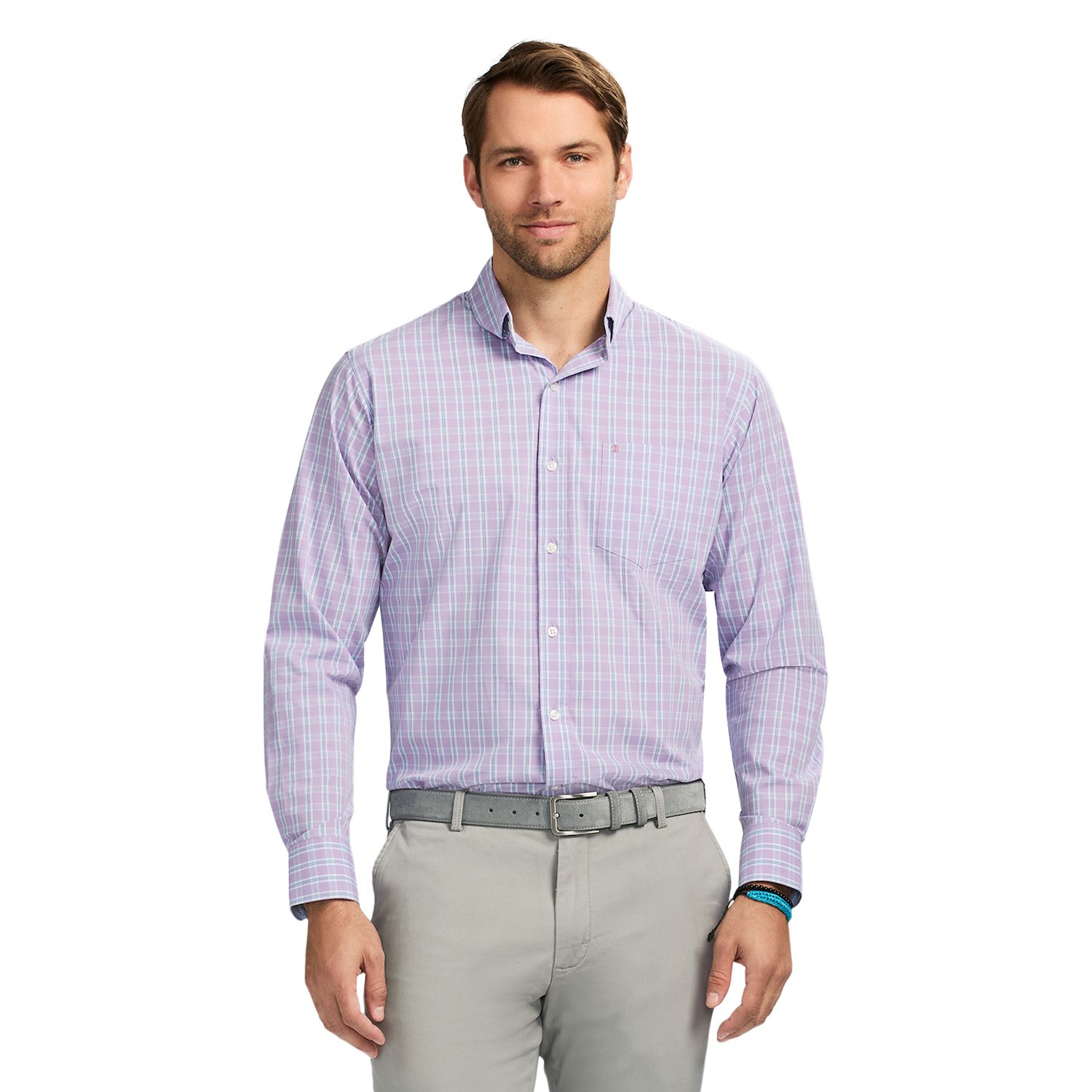 IZOD Perforance Cofort - Caisa De Anga Larga Con Botones Para Hobre : Aazon.co.x