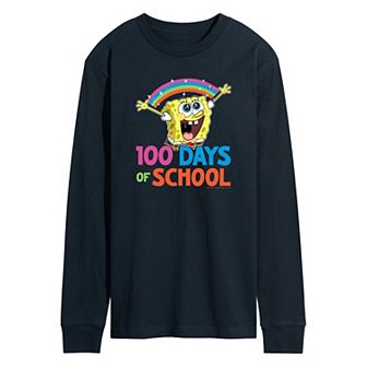 Men's SpongeBob SquarePants 100 Days Of School Long Sleeve Graphic Tee