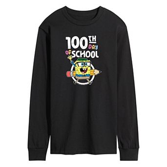 Men's SpongeBob SquarePants 100th Day Of School Long Sleeve Graphic Tee