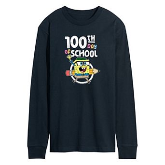 Men's SpongeBob SquarePants 100th Day Of School Long Sleeve Graphic Tee