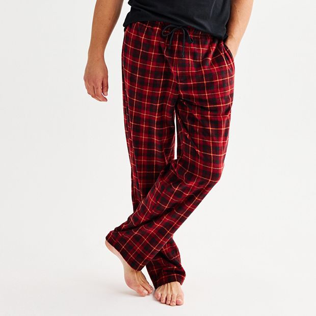 Pajama Pants Hanes Men's Plaid Microfleece Sleep Pants Ultra