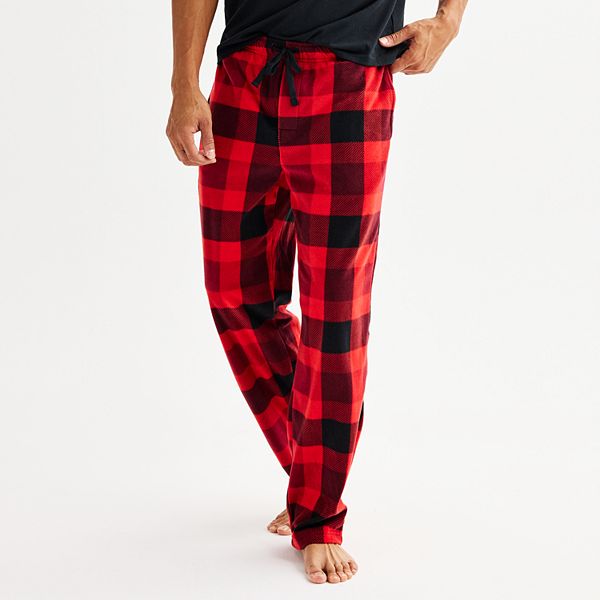 Men's Sonoma Goods For Life® Microfleece Pajama Pants - Uneven Check Red Black (S)