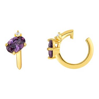 PRIMROSE Sterling Silver Cubic Zirconia Birthstone Ear Cuff