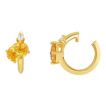 PRIMROSE Sterling Silver Cubic Zirconia Birthstone Ear Cuff