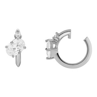 PRIMROSE Sterling Silver Cubic Zirconia Birthstone Ear Cuff