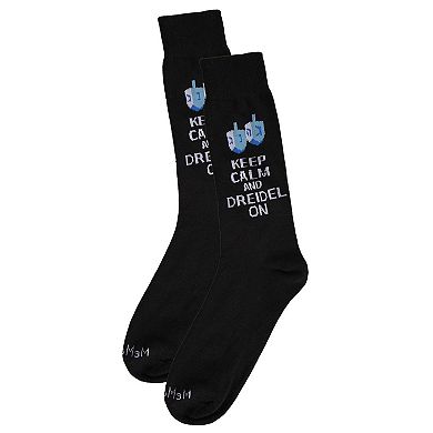 Men's Keep Calm And Dreidel On Hanukkah Novelty Crew Sock