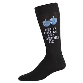 Men's Keep Calm And Dreidel On Hanukkah Novelty Crew Sock