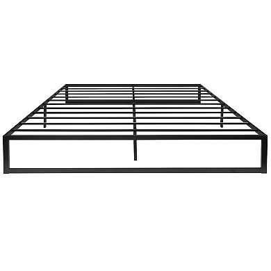 Emma and Oliver Complete Bed Set - Metal Platform Frame, Hybrid Mattress, Memory Foam Topper