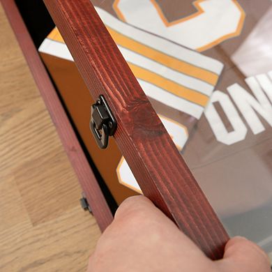 Merrick Lane Wooden Jersey Display Case With Foam Board And Keyed Lock