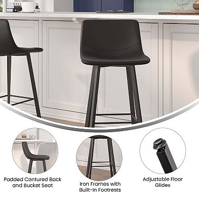 Merrick Lane 2PK Upholstered Stools with Iron Frames
