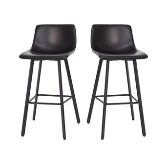 Merrick Lane 2 pk Upholstered Stools with Iron Frames