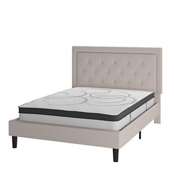 Emma and Oliver Tufted Platform Bed with 10 in Pocket Spring Mattress