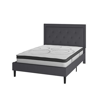 Emma and Oliver Tufted Platform Bed with 10 in Pocket Spring Mattress