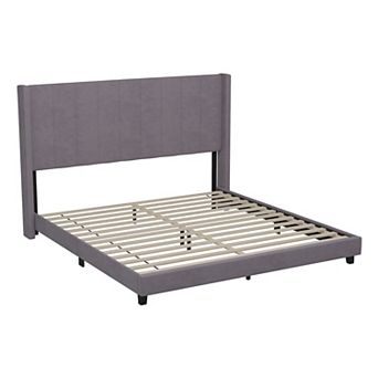 Merrick Lane Sana Modern Upholstered Platform Bed Frame with Padded, Tufted Wingback Headboard