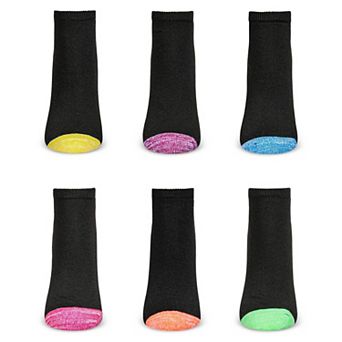 6 Pair Women's Spacedye Heel And Toe Half Cushioned Low Cut Socks