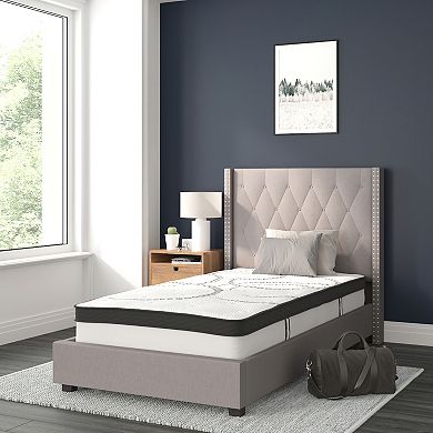 Emma and Oliver Tufted Platform Bed with 10 Inch Pocket Spring Mattress