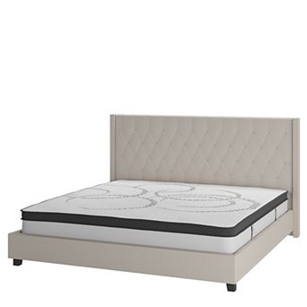 Emma and Oliver Tufted Platform Bed with 10 Inch Pocket Spring Mattress