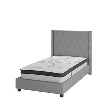 Emma and Oliver Tufted Platform Bed with 10 Inch Pocket Spring Mattress