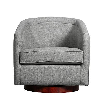 Merrick Lane Upholstered Barrel Chair With 360° Swivel Vinyl Wrapped Base