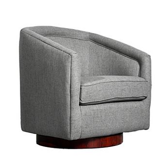 Merrick Lane Upholstered Barrel Chair With 360° Swivel Vinyl Wrapped Base