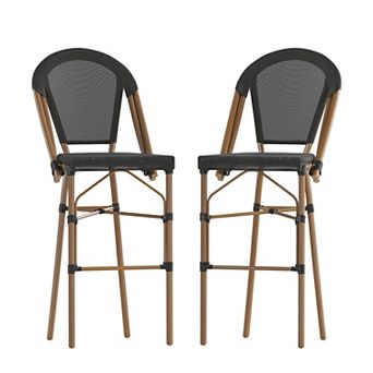 Emma And Oliver Bistro Bar Stool With Textilene Seat And Metal Frame