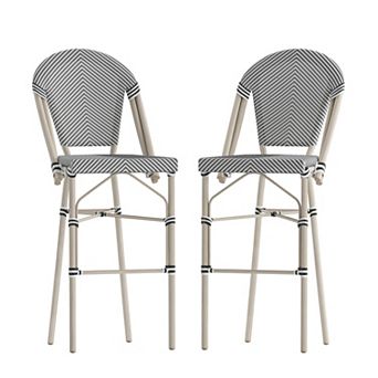 Emma And Oliver Bistro Bar Stool With Textilene Seat And Metal Frame