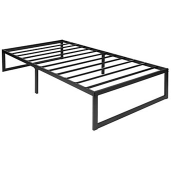 Emma and Oliver 14" Metal Platform Bed with Steel Slat Support and 12.5" of Underbed Storage