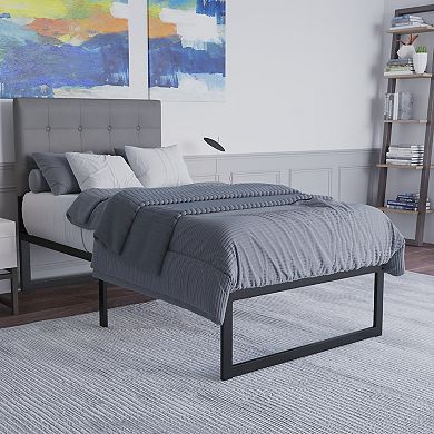Emma and Oliver 14" Metal Platform Bed with Steel Slat Support and 12.5" of Underbed Storage