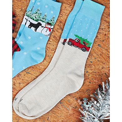 Men's Festive Puppy Pickup Truck Novelty Crew Socks
