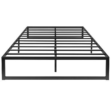 Emma and Oliver Complete Bed Set - Metal Platform Frame, Hybrid Mattress, Memory Foam Topper