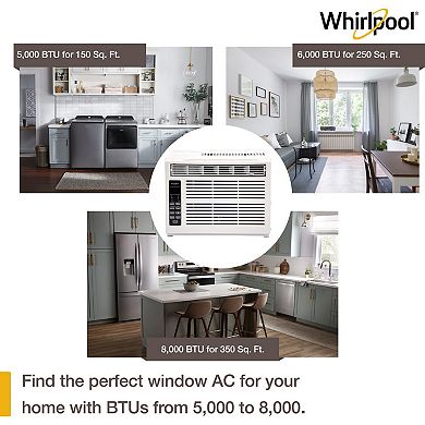 Whirlpool 6,000 BTU 115V Window-Mounted Air Conditioner with Remote Control