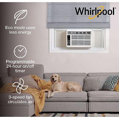 Whirlpool 8,000 BTU 115V Window-Mounted Air Conditioner with Remote Control