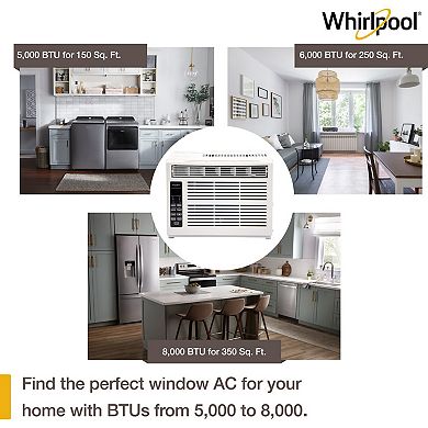 Whirlpool 8,000 BTU 115V Window-Mounted Air Conditioner with Remote Control