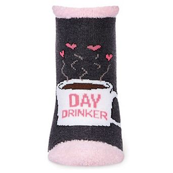 Coffee Drinker Fuzzy Low-Cut Non-Skid Socks
