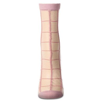 Cheery Checker Sheer See-Through Ankle Socks