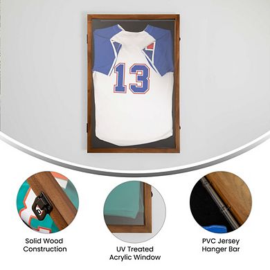 Merrick Lane Wooden Jersey Display Case With Foam Board And Keyed Lock