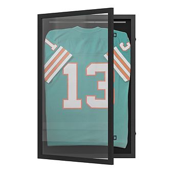Merrick Lane Wooden Jersey Display Case With Foam Board And Keyed Lock