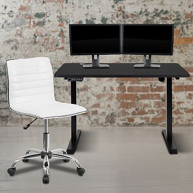 Emma and Oliver 48" Wide Electric Adjustable Standing Desk & Ribbed Office Chair